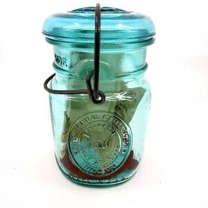 Vtg Ball IDEAL Mason Jar W/ Wire Bail Lid Bicentennial 1976 NEW WITH INSERTS